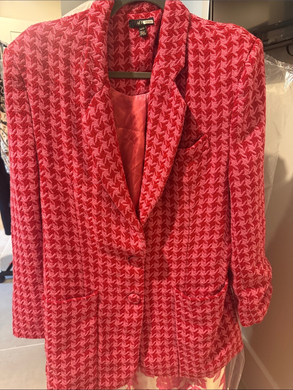 AFRM Pink Patterned Houndstooth Blazer (Dress)